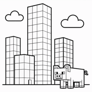 City Minecraft Coloring Page