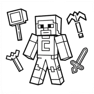 Craftee Minecraft Coloring Page