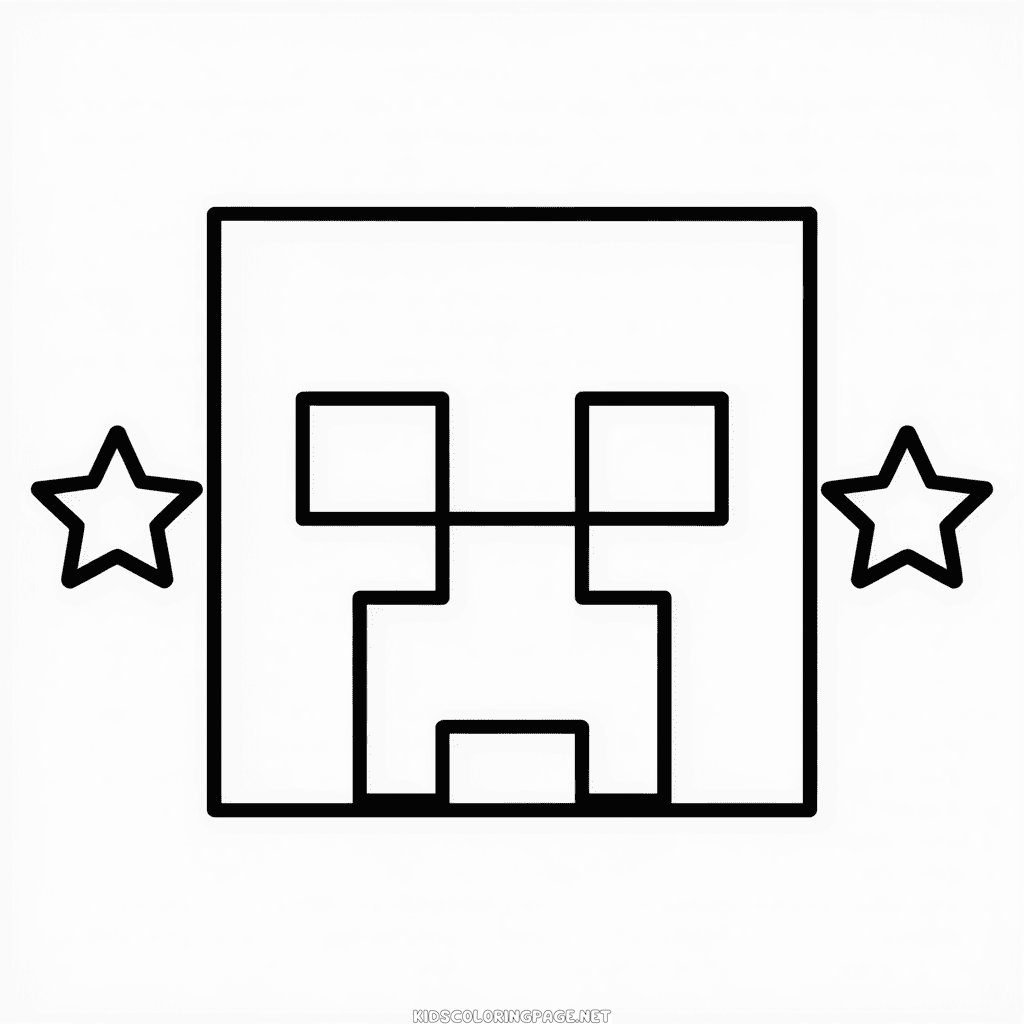 Creeper Face Minecraft Coloring Page