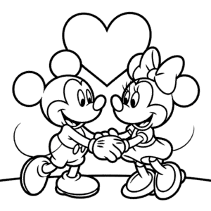Cute Mickey and Minnie Coloring Page
