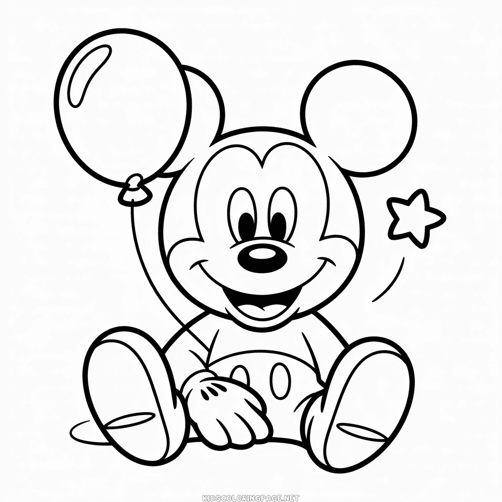 Cute Mickey Mouse Coloring Page