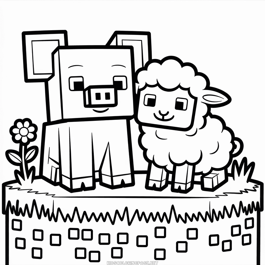 Cute Minecraft Coloring Page