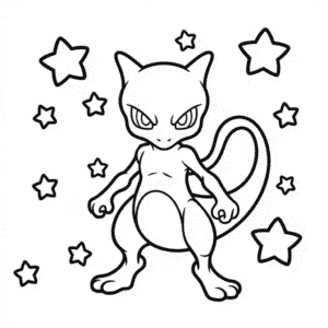 Dark Mewtwo Coloring Page