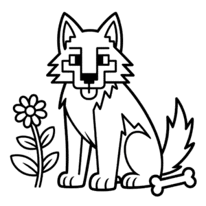 Dog Minecraft Coloring Page