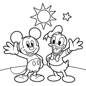 Donald Duck and Mickey Mouse Coloring Page