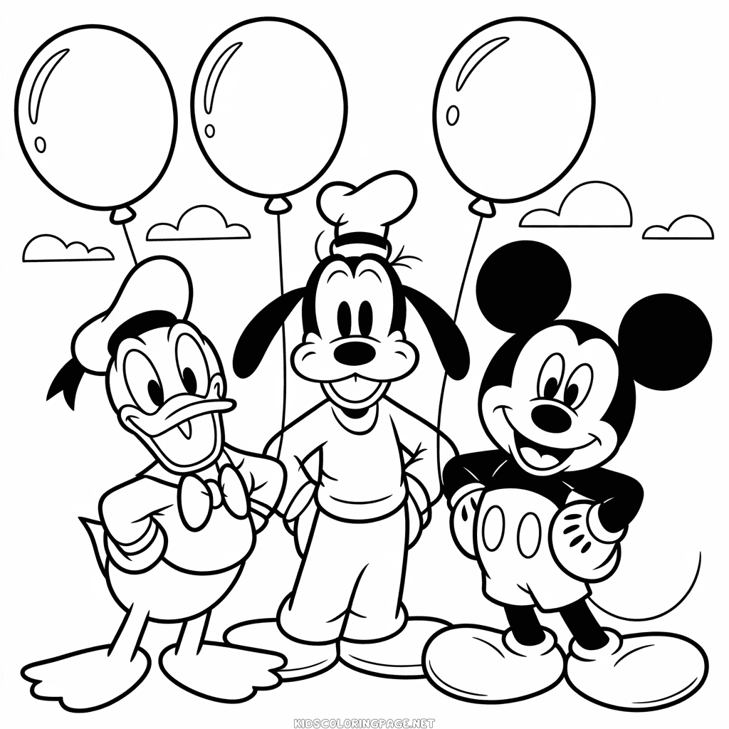 Donald Goofy Mickey Coloring Page