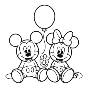 Easy Mickey and Minnie Coloring Page
