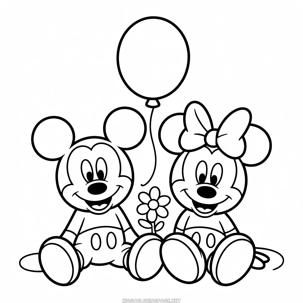 Easy Mickey and Minnie Coloring Page