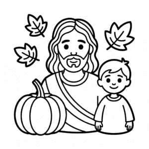 Fall Jesus Coloring Page