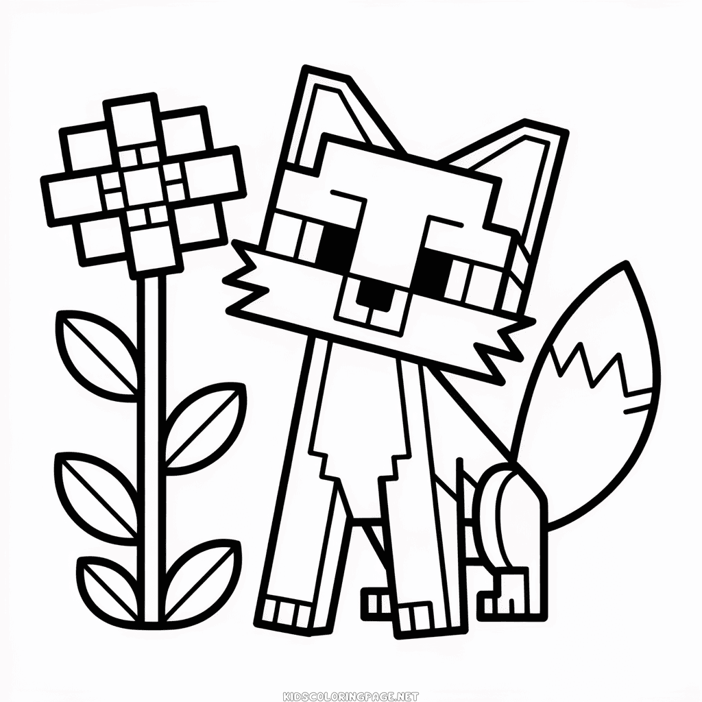 Fox Minecraft Coloring Page
