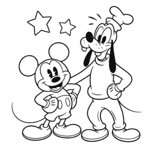 Goofy and Mickey Mouse Coloring Page