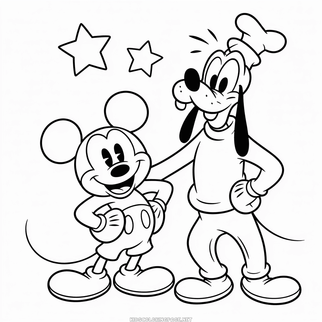 Goofy and Mickey Mouse Coloring Page