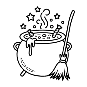 Halloween Cauldron Coloring Page
