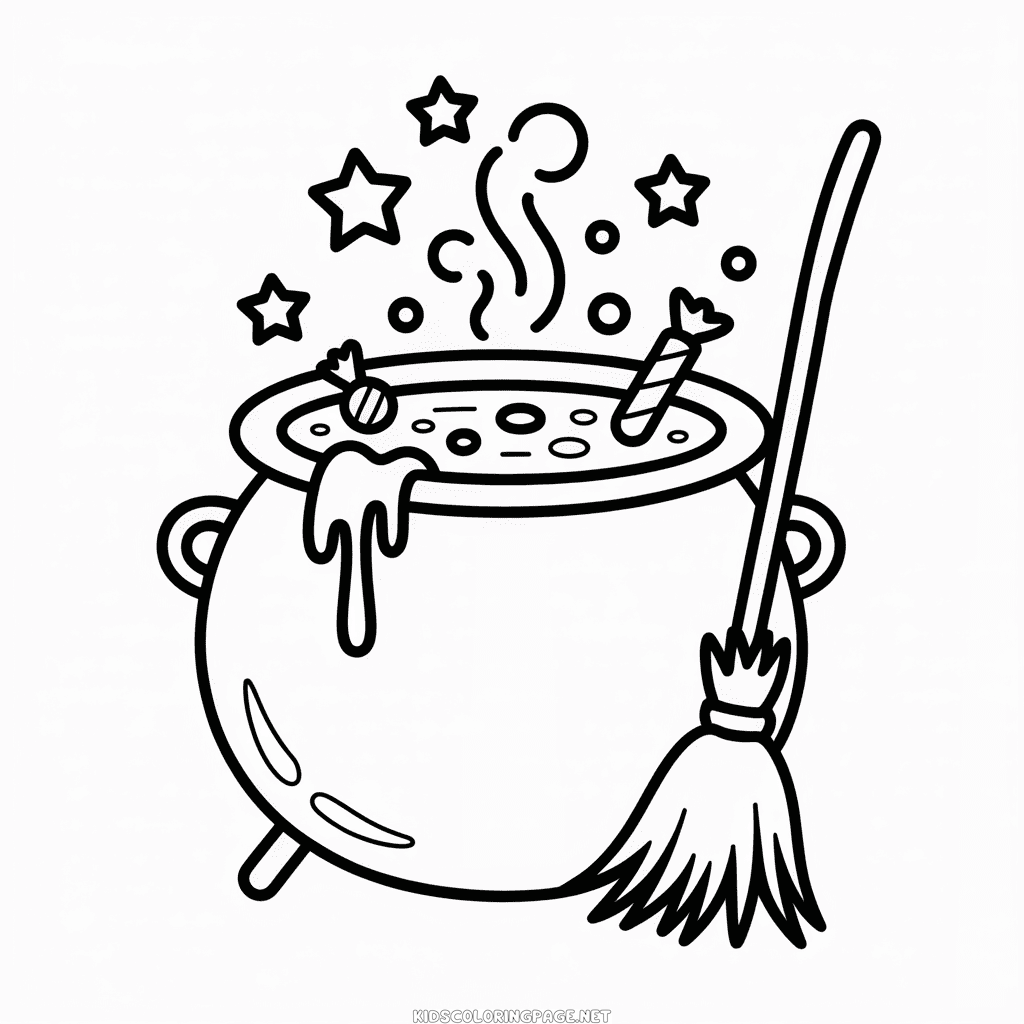 Halloween Cauldron Coloring Page