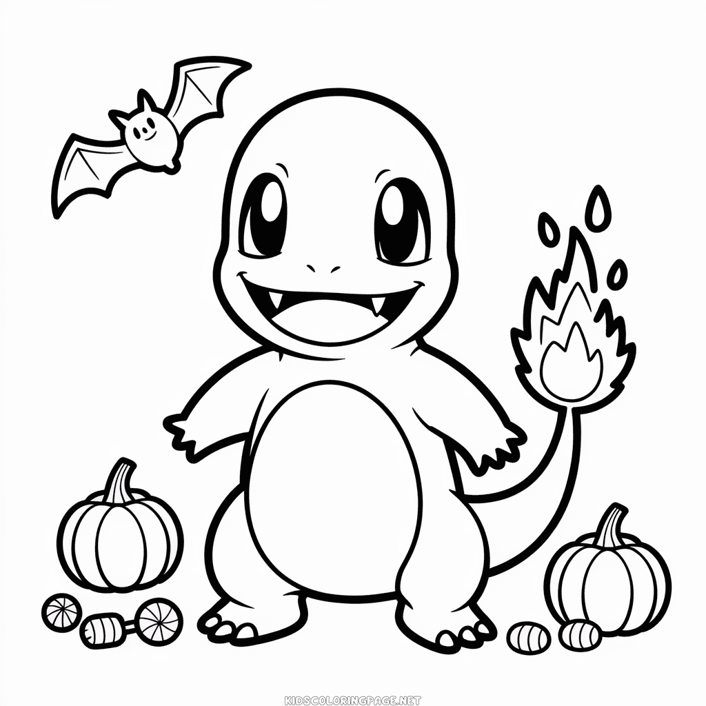 Halloween Charmander Coloring Page
