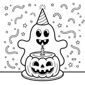 Happy Birthday Halloween Coloring Page