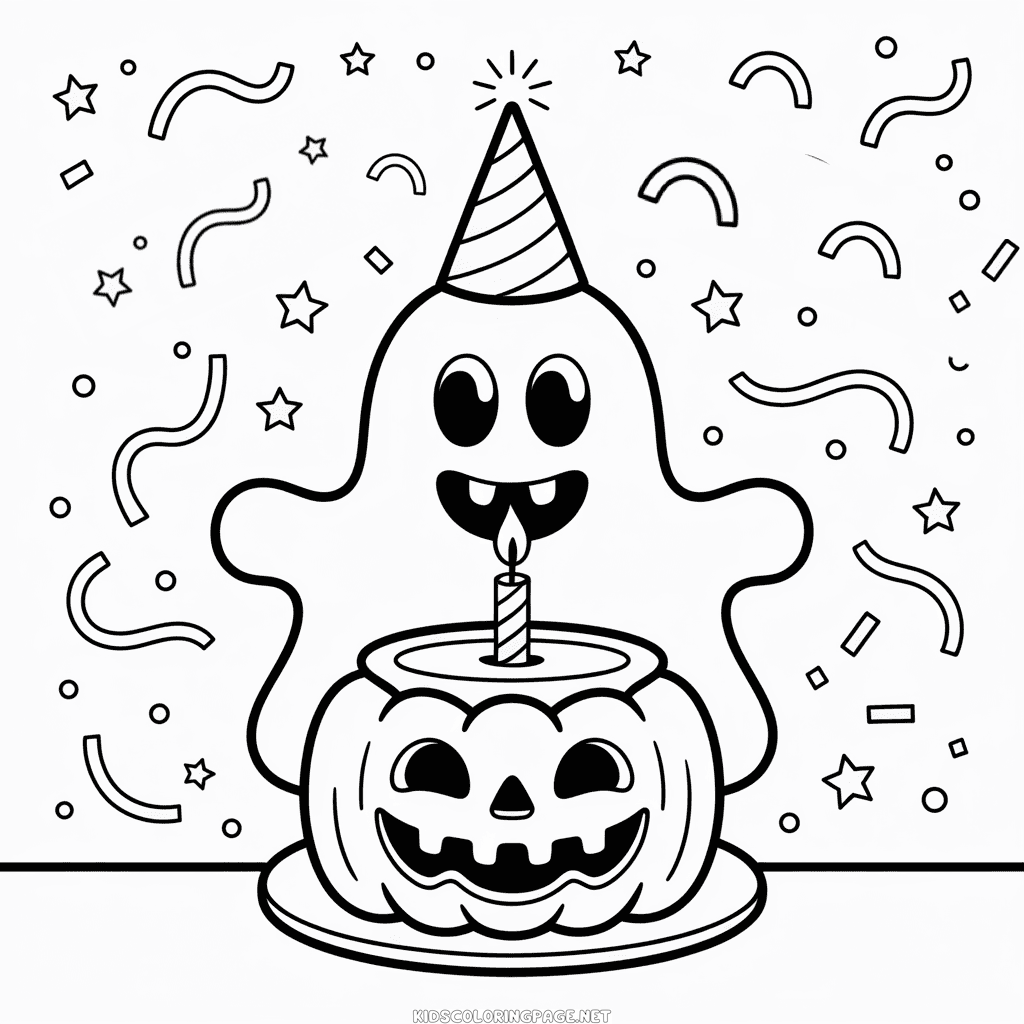Happy Birthday Halloween Coloring Page