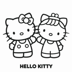 Hello Kitty and Mom Coloring Page