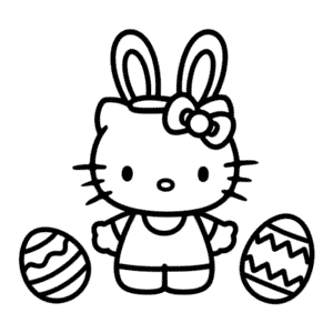 Hello Kitty Easter Coloring Page