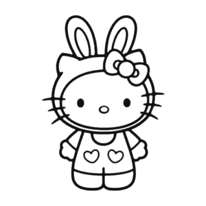 Hello Kitty in Bunny Costume Coloring Page