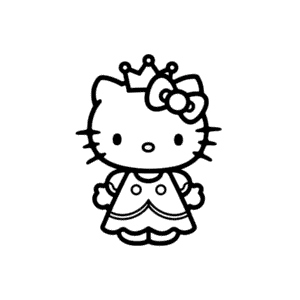Hello Kitty in Dress Coloring Page