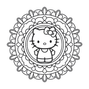Hello Kitty Mandala Coloring Page