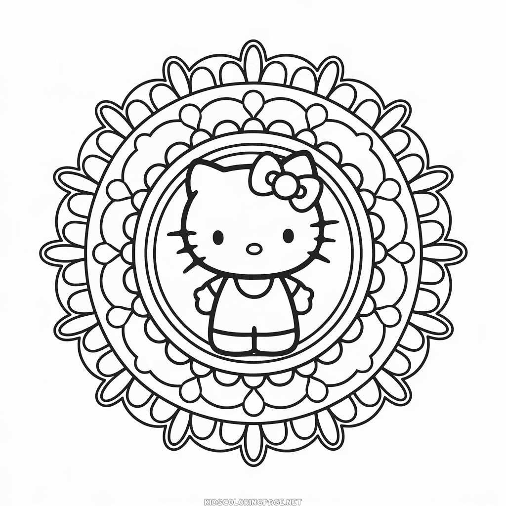 Hello Kitty Mandala Coloring Page