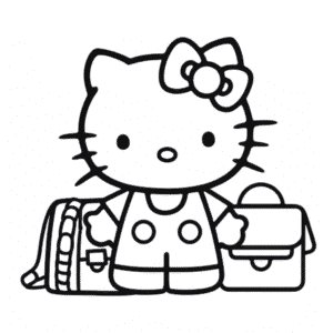 Hello Kitty Ready for School Coloring Page