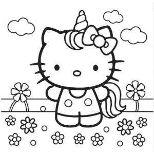 Hello Kitty Unicorn Coloring Page