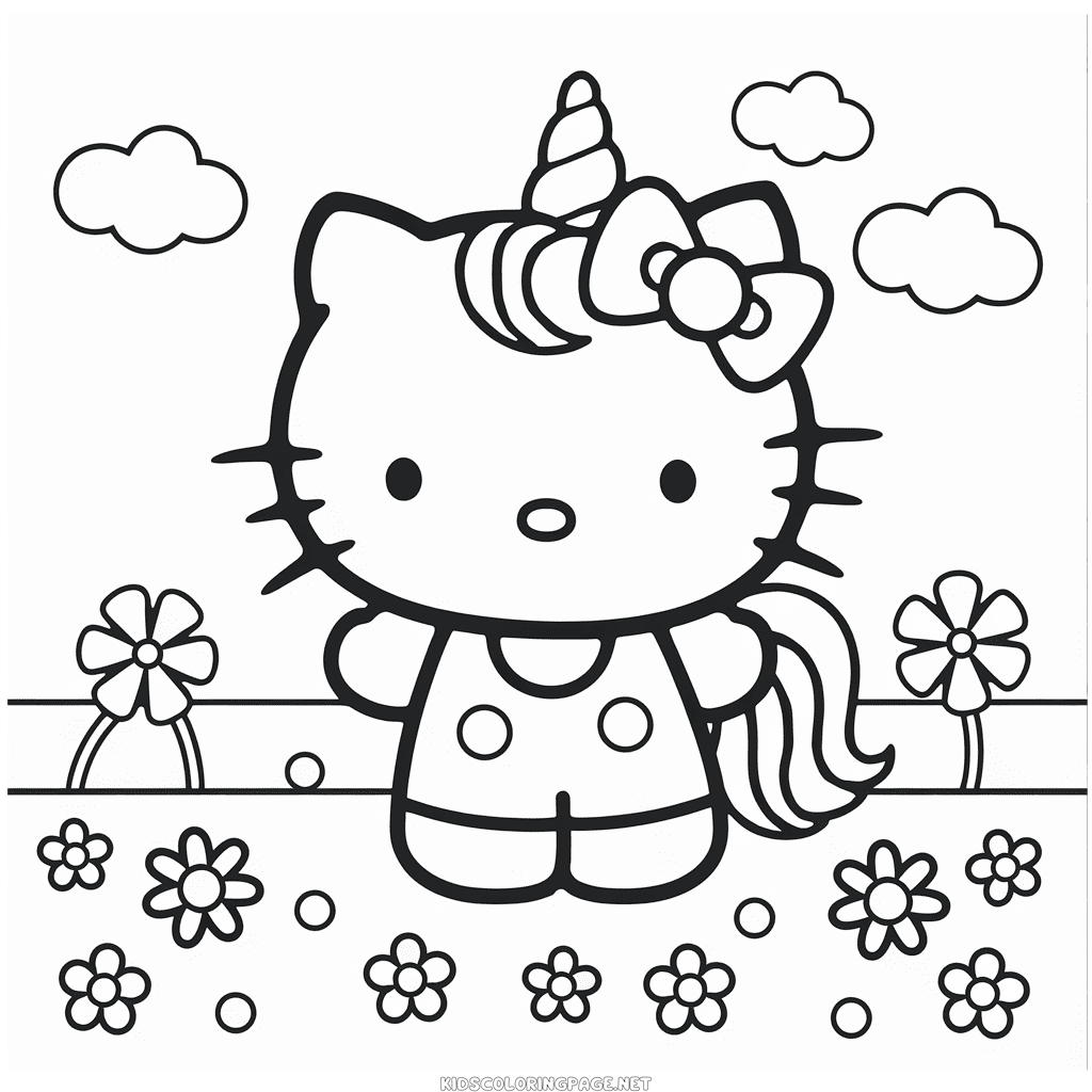 Hello Kitty Unicorn Coloring Page