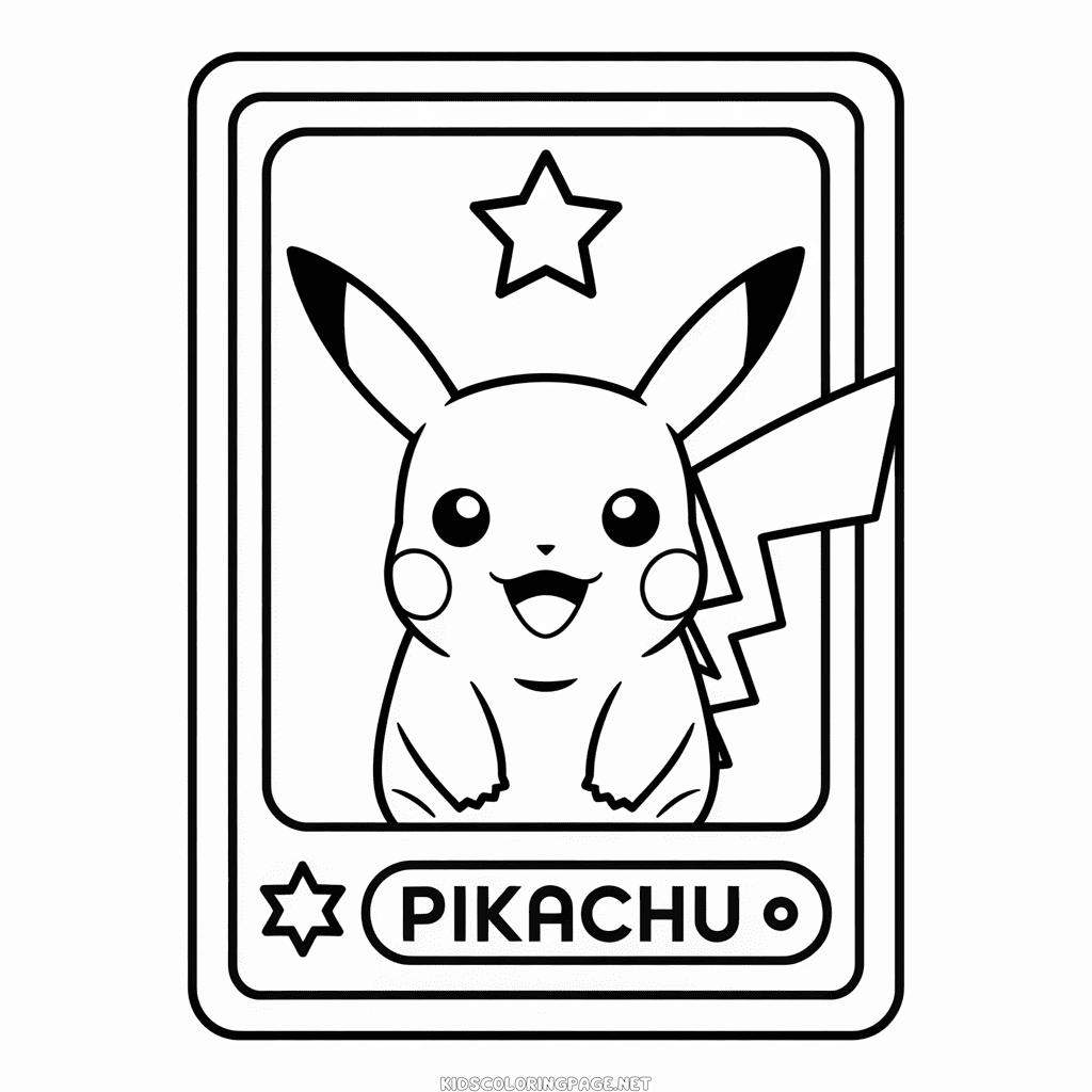 Pikachu Card Coloring Page