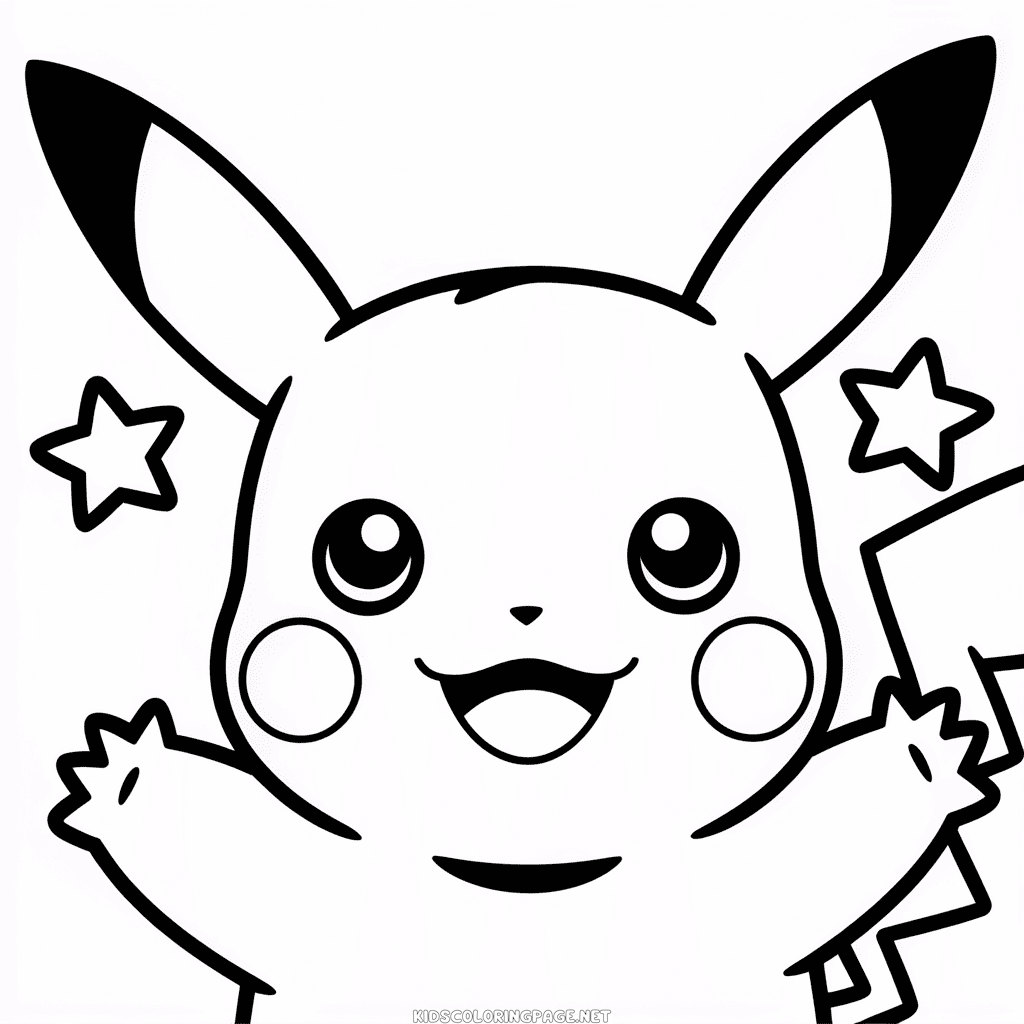 Pikachu Face Coloring Page
