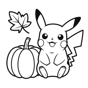 Pikachu Thanksgiving Coloring Page