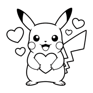 Pikachu Valentines Day Coloring Page