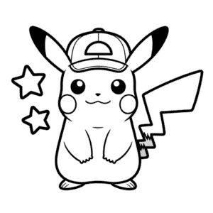 Pikachu With Hat Coloring Page