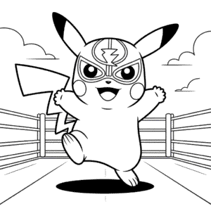 Pikachu Wrestling Coloring Page