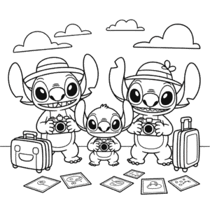 Stitch Cousins Coloring Page