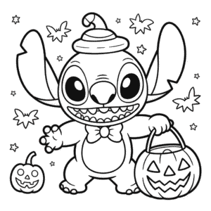 Stitch Halloween Coloring Page