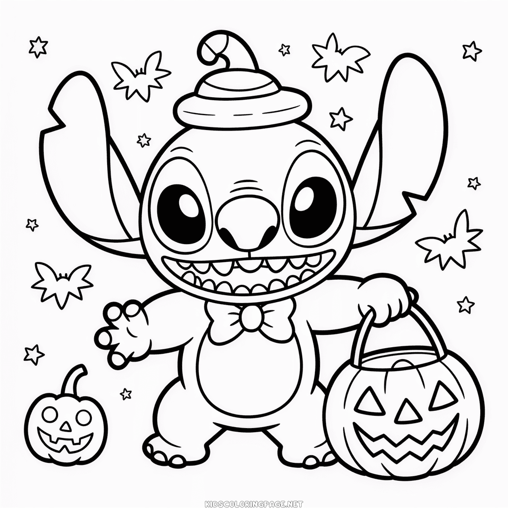 Stitch Halloween Coloring Page