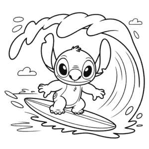 Stitch Surfing Coloring Page