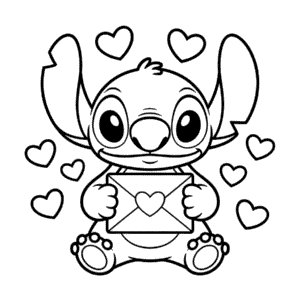 Stitch Valentine Coloring Page