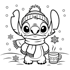 Stitch Winter Coloring Page